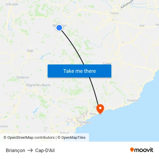 Briançon to Cap-D'Ail map