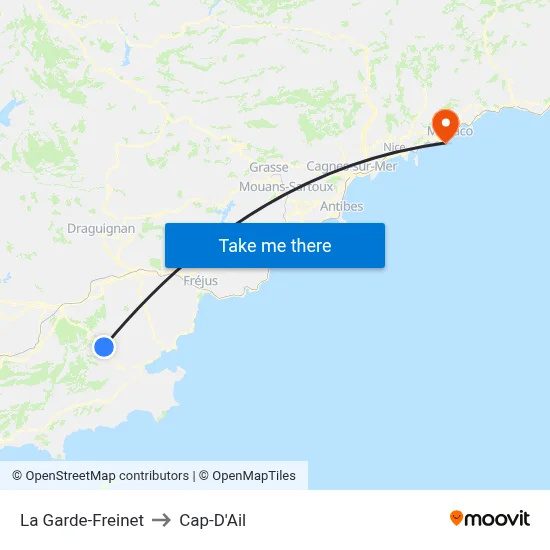 La Garde-Freinet to Cap-D'Ail map