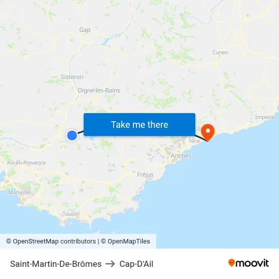 Saint-Martin-De-Brômes to Cap-D'Ail map