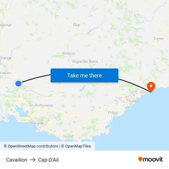 Cavaillon to Cap-D'Ail map