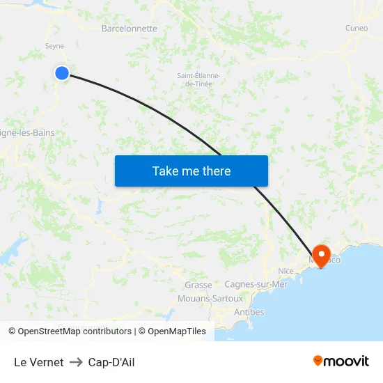 Le Vernet to Cap-D'Ail map