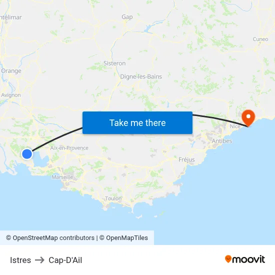 Istres to Cap-D'Ail map