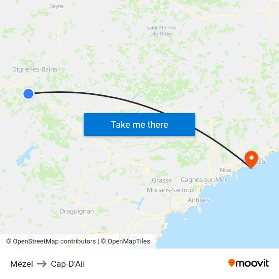 Mézel to Cap-D'Ail map