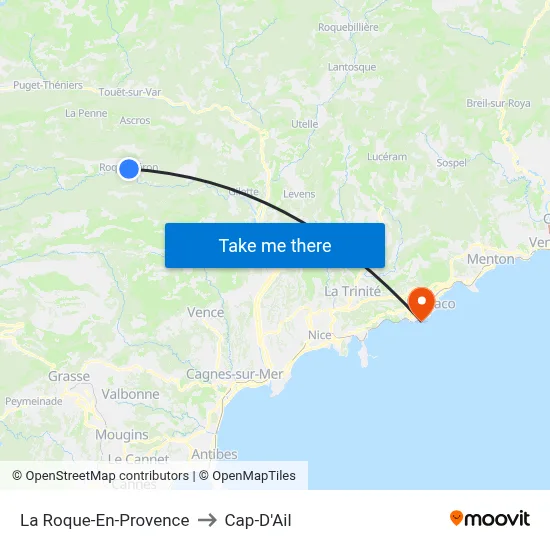 La Roque-En-Provence to Cap-D'Ail map