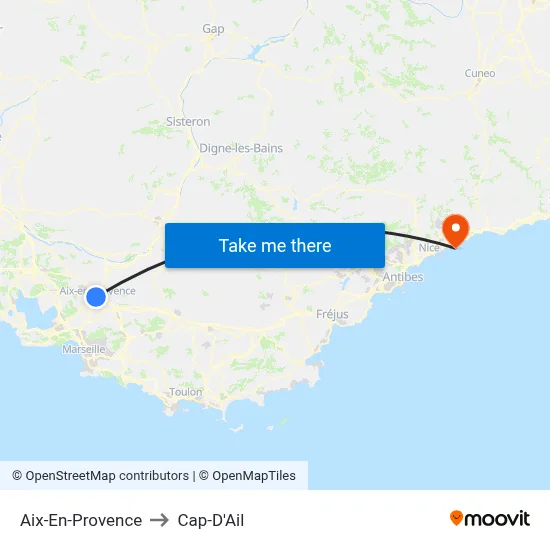 Aix-En-Provence to Cap-D'Ail map