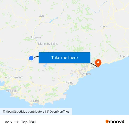 Volx to Cap-D'Ail map