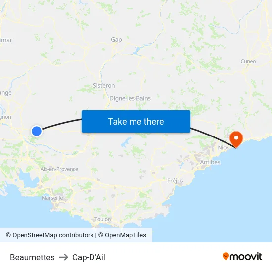 Beaumettes to Cap-D'Ail map