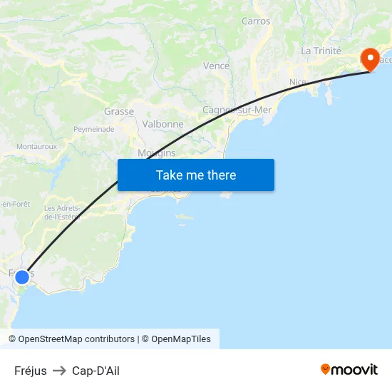 Fréjus to Cap-D'Ail map