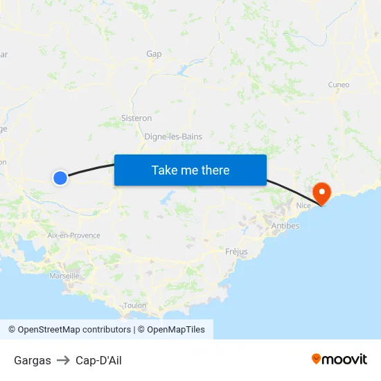 Gargas to Cap-D'Ail map