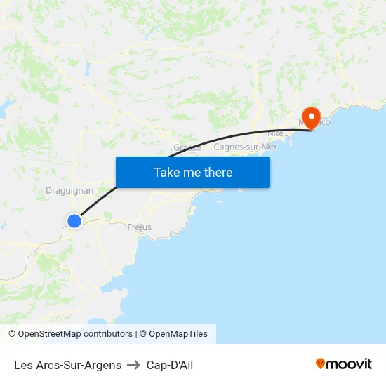 Les Arcs-Sur-Argens to Cap-D'Ail map