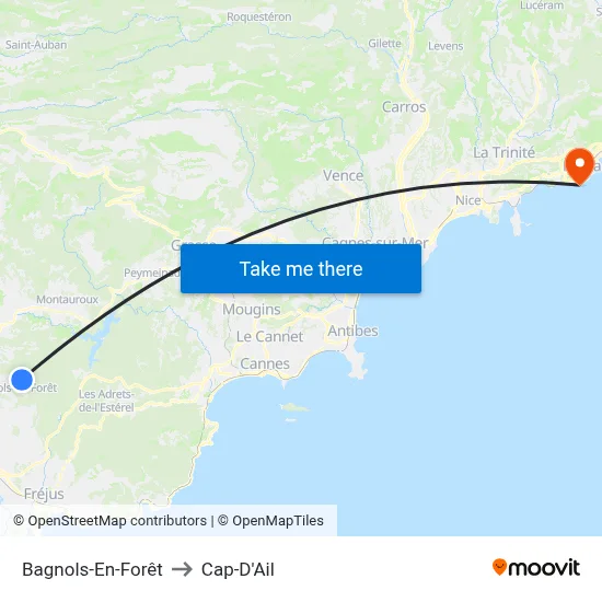 Bagnols-En-Forêt to Cap-D'Ail map