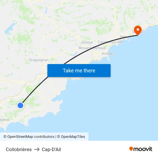 Collobrières to Cap-D'Ail map