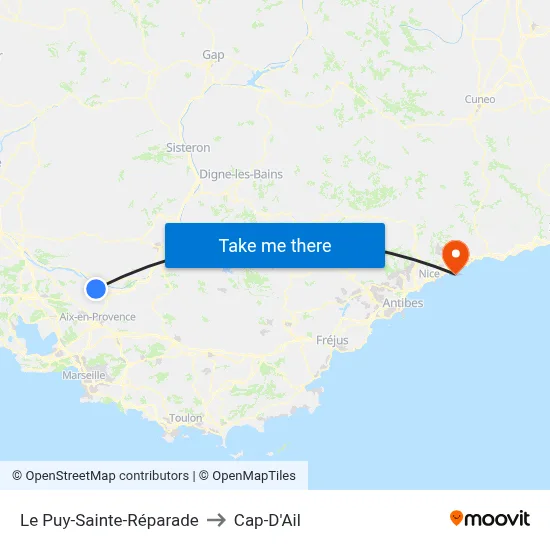 Le Puy-Sainte-Réparade to Cap-D'Ail map