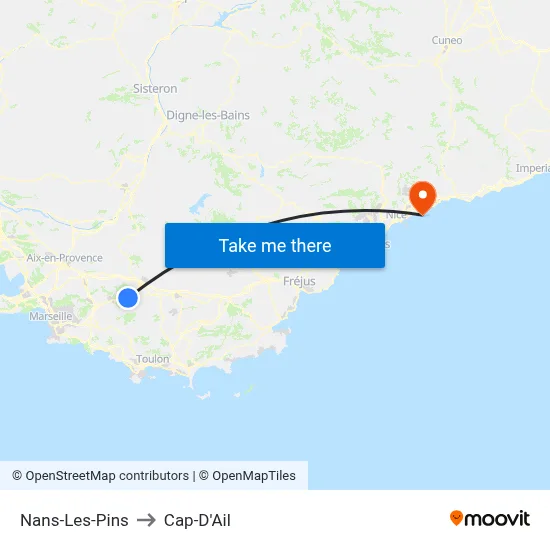 Nans-Les-Pins to Cap-D'Ail map