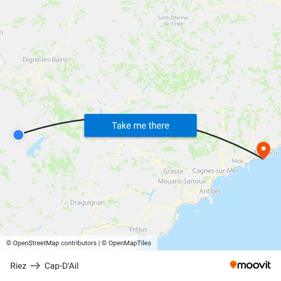 Riez to Cap-D'Ail map