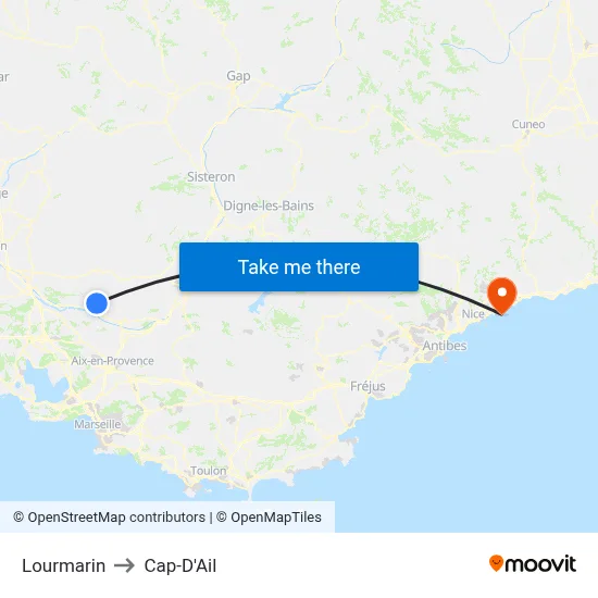 Lourmarin to Cap-D'Ail map
