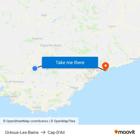Gréoux-Les-Bains to Cap-D'Ail map