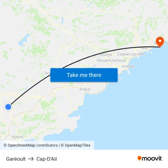 Garéoult to Cap-D'Ail map