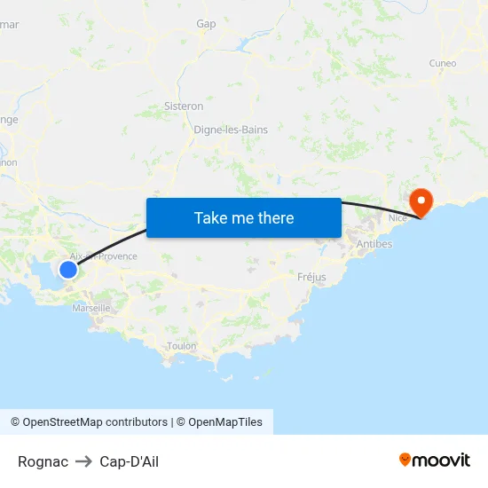 Rognac to Cap-D'Ail map