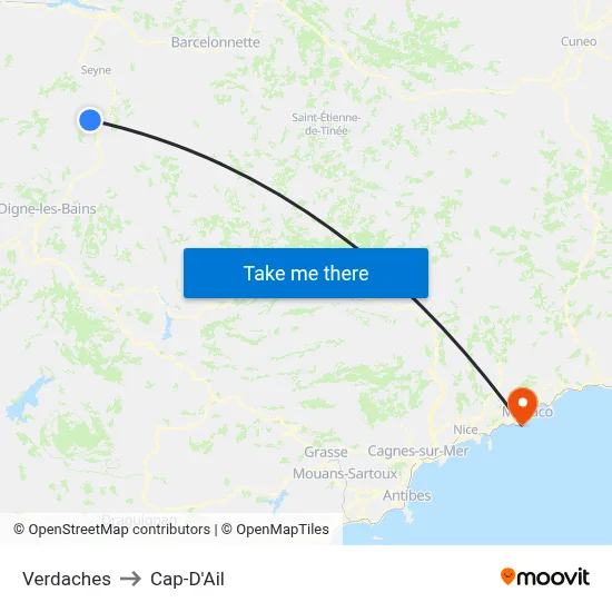 Verdaches to Cap-D'Ail map