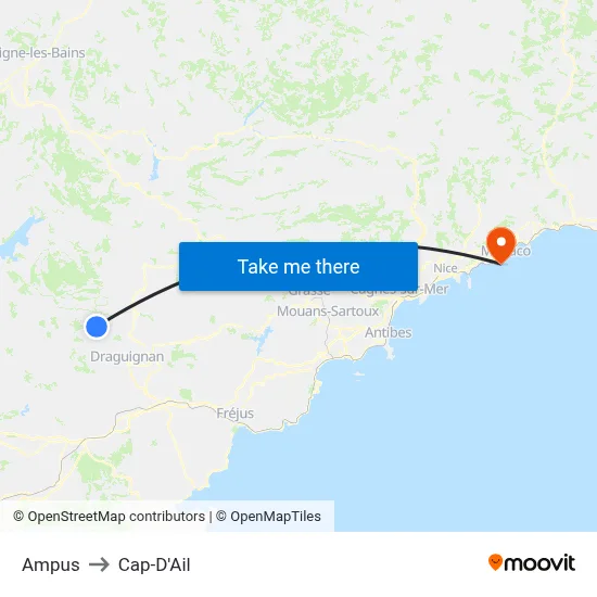 Ampus to Cap-D'Ail map