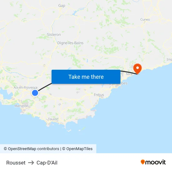 Rousset to Cap-D'Ail map