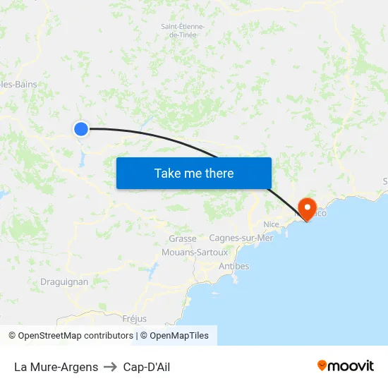 La Mure-Argens to Cap-D'Ail map