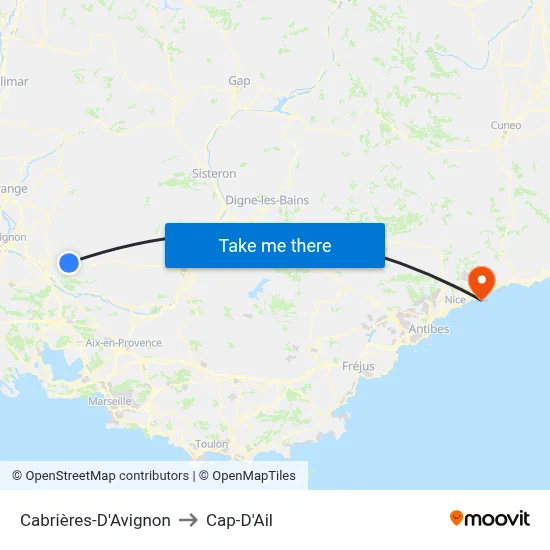 Cabrières-D'Avignon to Cap-D'Ail map