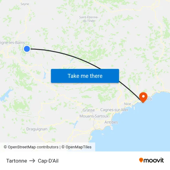 Tartonne to Cap-D'Ail map