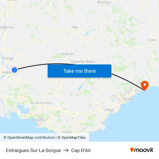Entraigues-Sur-La-Sorgue to Cap-D'Ail map
