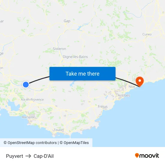 Puyvert to Cap-D'Ail map