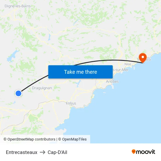 Entrecasteaux to Cap-D'Ail map