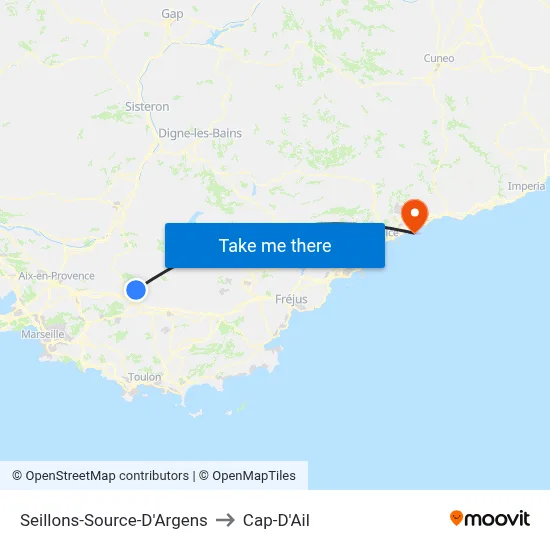 Seillons-Source-D'Argens to Cap-D'Ail map