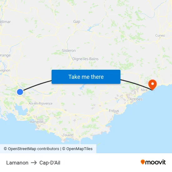 Lamanon to Cap-D'Ail map