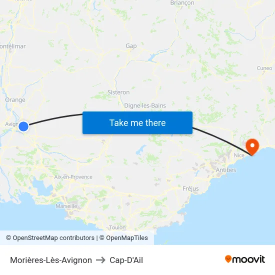 Morières-Lès-Avignon to Cap-D'Ail map