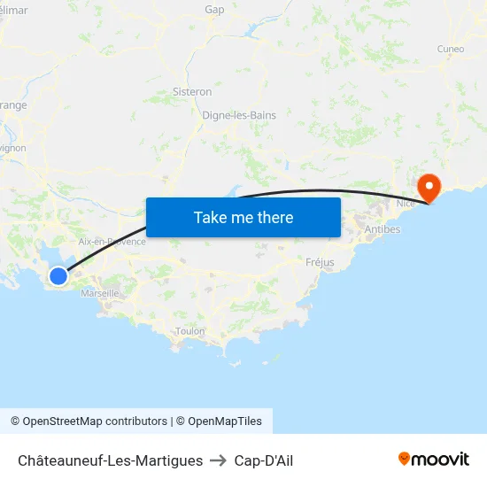 Châteauneuf-Les-Martigues to Cap-D'Ail map