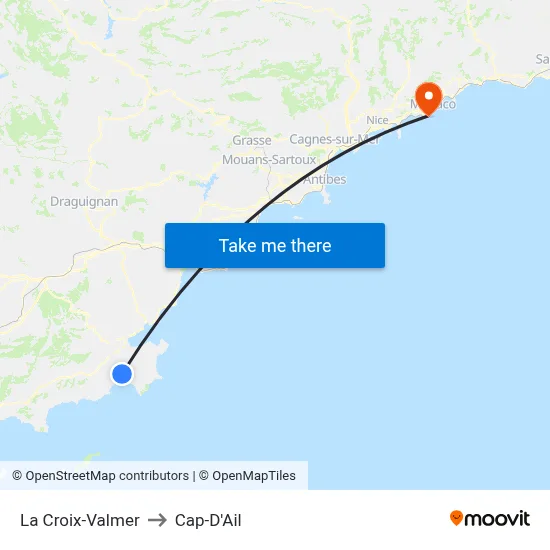 La Croix-Valmer to Cap-D'Ail map