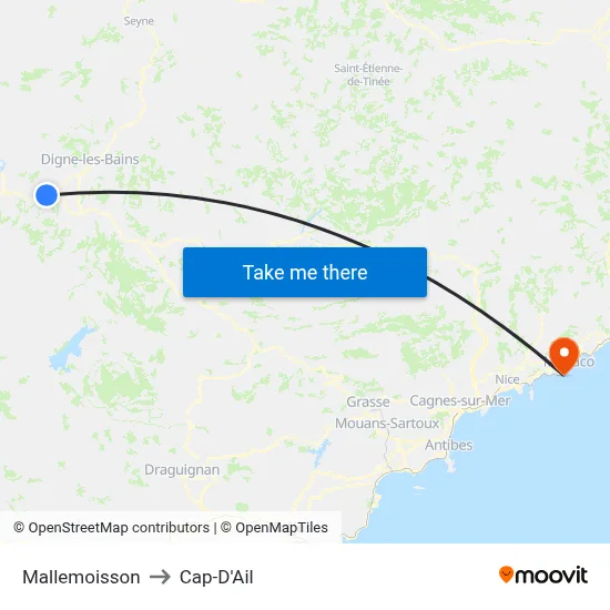 Mallemoisson to Cap-D'Ail map