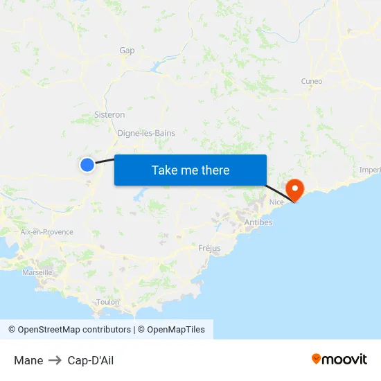 Mane to Cap-D'Ail map