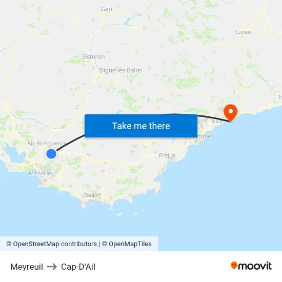 Meyreuil to Cap-D'Ail map