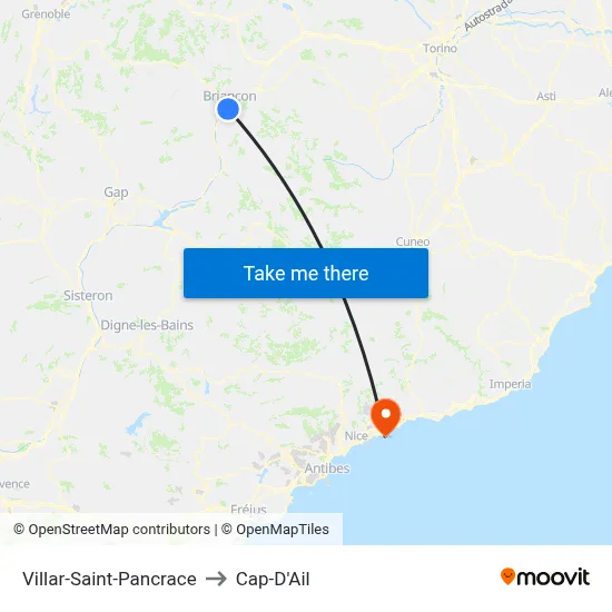 Villar-Saint-Pancrace to Cap-D'Ail map