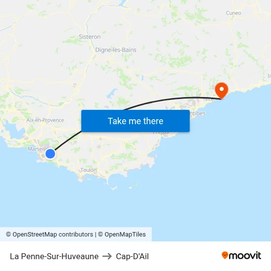 La Penne-Sur-Huveaune to Cap-D'Ail map
