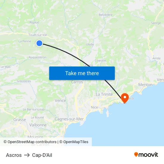 Ascros to Cap-D'Ail map