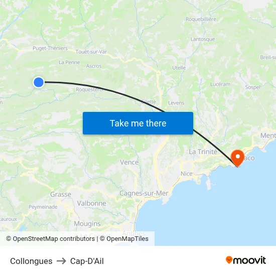 Collongues to Cap-D'Ail map