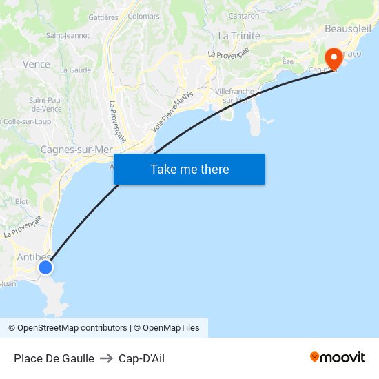 Place De Gaulle to Cap-D'Ail map