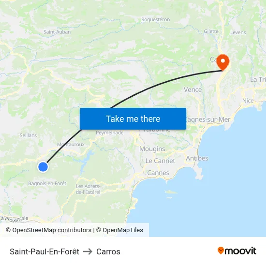 Saint-Paul-En-Forêt to Carros map