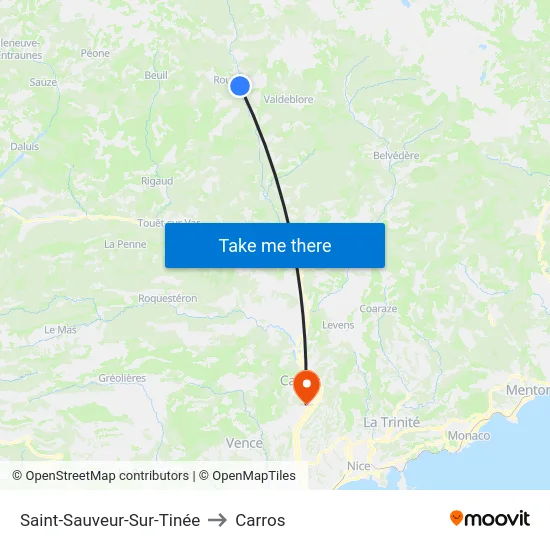 Saint-Sauveur-Sur-Tinée to Carros map