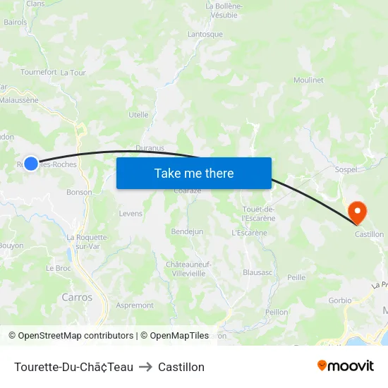Tourette-Du-Chã¢Teau to Castillon map