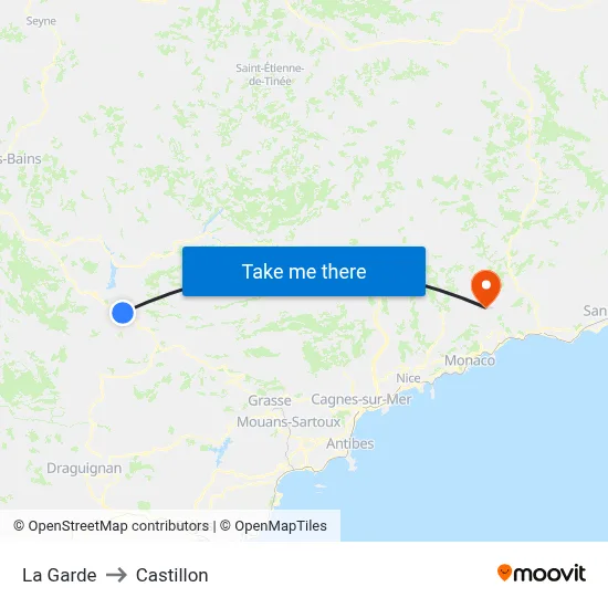 La Garde to Castillon map