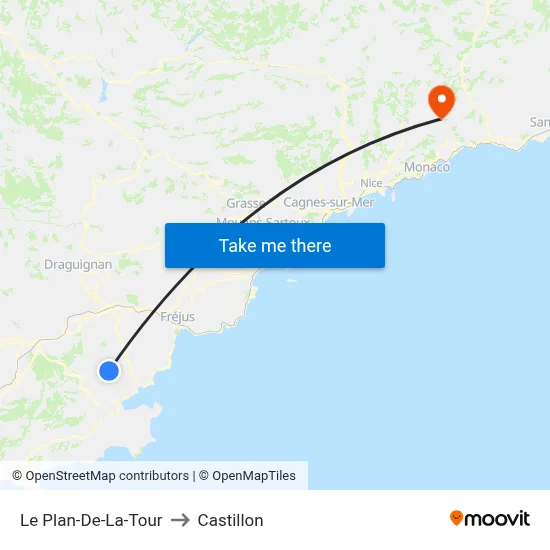 Le Plan-De-La-Tour to Castillon map